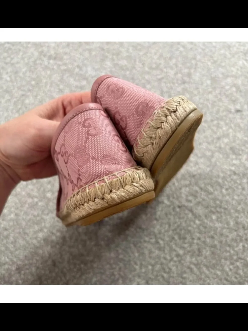 Gucci Pink Monogram Canvas Espadrille Flats